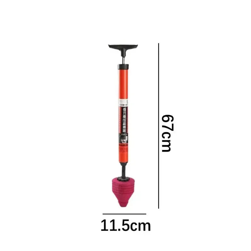 Druckluft-Pümpel für Toilette, Waschbecken und Bodenablauf – bis 120 psi (ca. 8 bar), ca. 67 cm lang, Wechselaufsätze, Auslösung per Knopfdruck