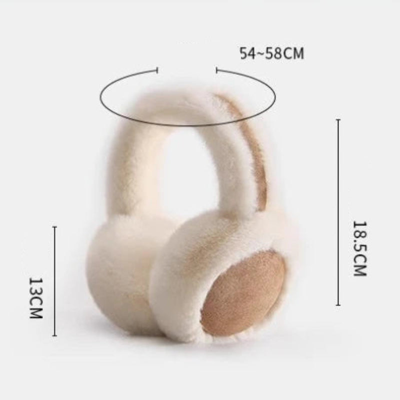 Plüsch-Ohrenwärmer mit Kopfbügel für Damen im Winter – weiche Ohrpolster, zusammenklappbar, für Kopfumfang 54–58 cm, in Beige, Schwarz, Grau und Weiß
