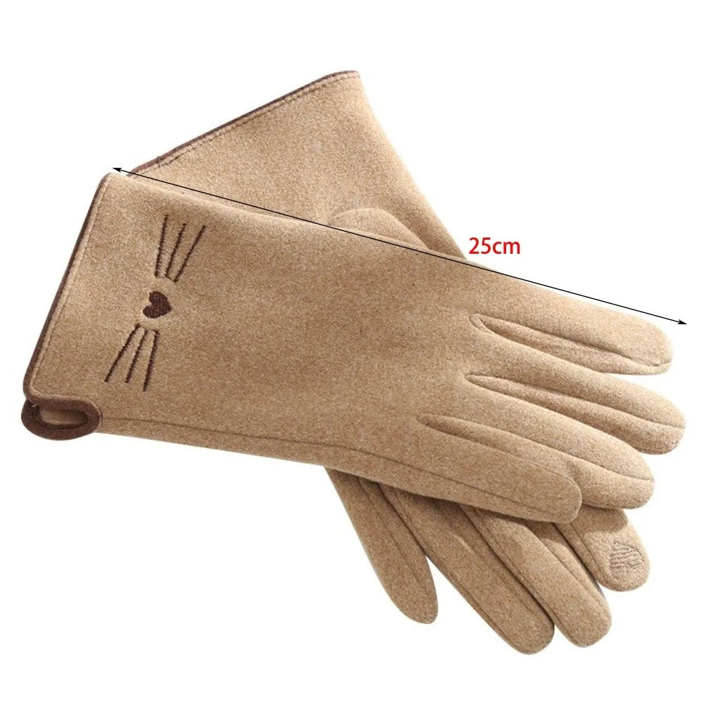 Winterhandschuhe mit Katzenmotiv und Touch-Funktion für Damen – weich, windgeschützt, Touchscreen-tauglich, in 4 Farben