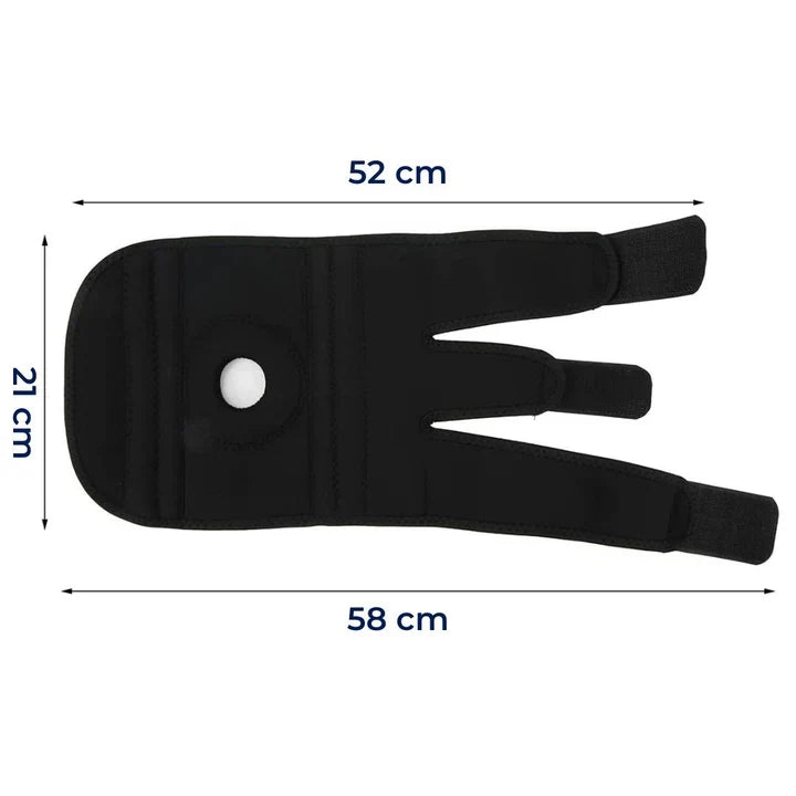 Kniebandage aus Neopren mit verstellbarer Kompression und seitlichen Stabilisatoren für Sport und Alltag – Polsterung, ca. 52 × 21 cm, Schwarz