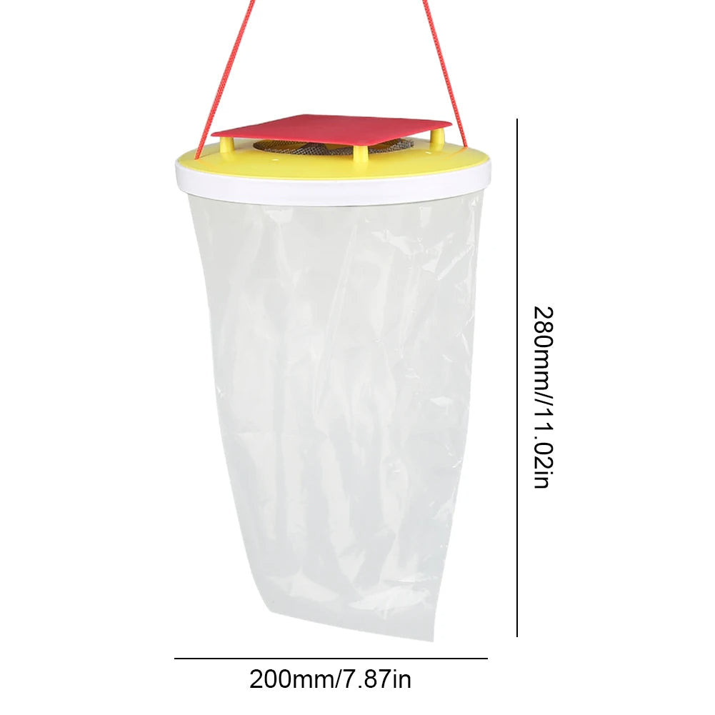 Einweg-Fliegenfallenbeutel mit Köder für Garten, Bauernhof und Gastronomie im Freien – mit Wasser aktivieren, ca. 28 × 20 cm, fasst bis 20.000 Fliegen