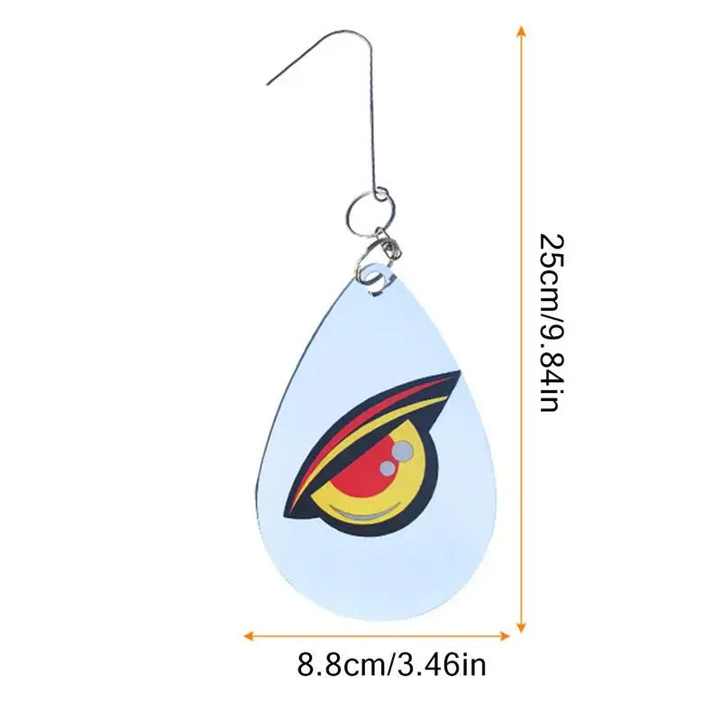 Reflektierende Vogelabwehr-Scheibe mit Greifvogel-Augenmuster für Garten, Balkon und Obstbäume – Acryl, ca. 25 × 8,8 cm, zum Aufhängen