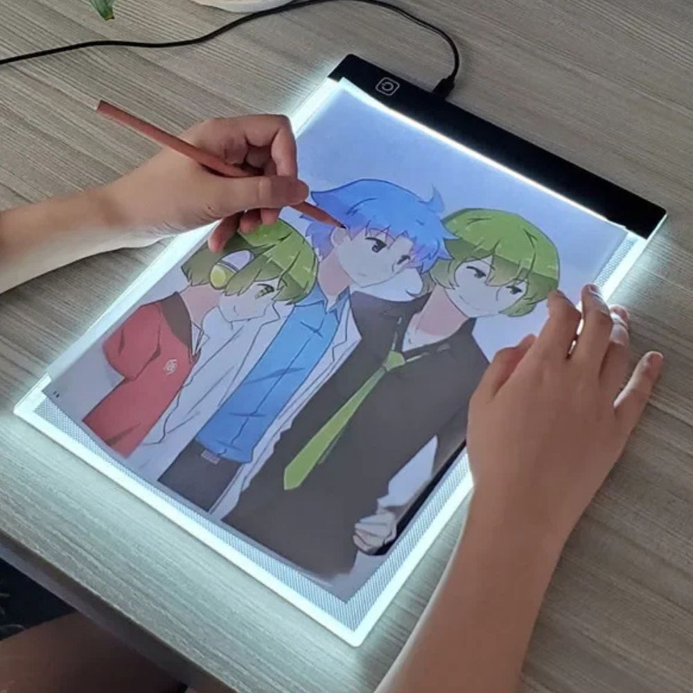 Ultradünne LED-Leuchtplatte zum Abpausen und Zeichnen für Kalligrafie und Skizzen – A4 (30 × 20 cm) oder A5 (24 × 15 cm), 3 Helligkeitsstufen, USB
