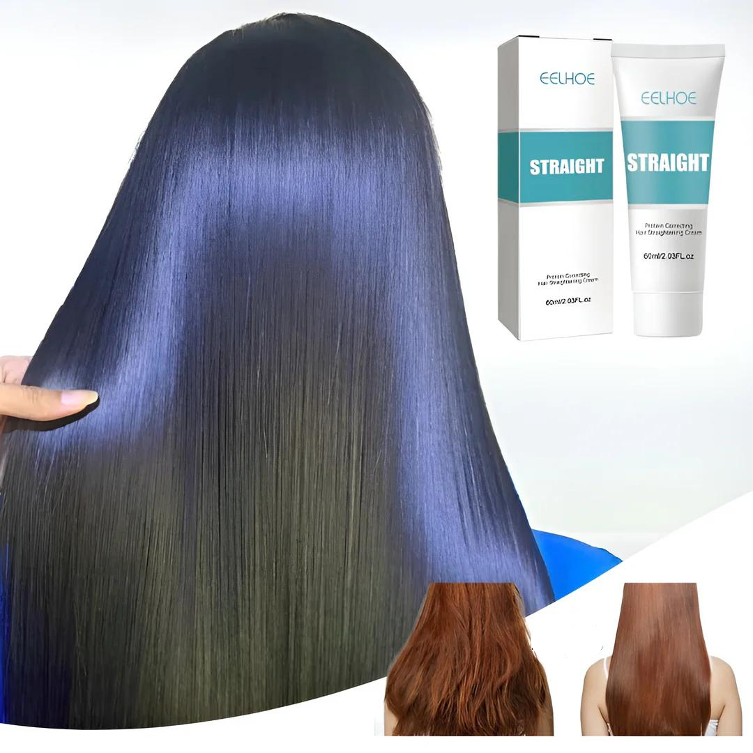 Haarglättungscreme mit Keratin für glattes, geschmeidiges Haar – Anwendung zu Hause in 10 bis 30 Minuten, für alle Haartypen, 2 × 60 ml