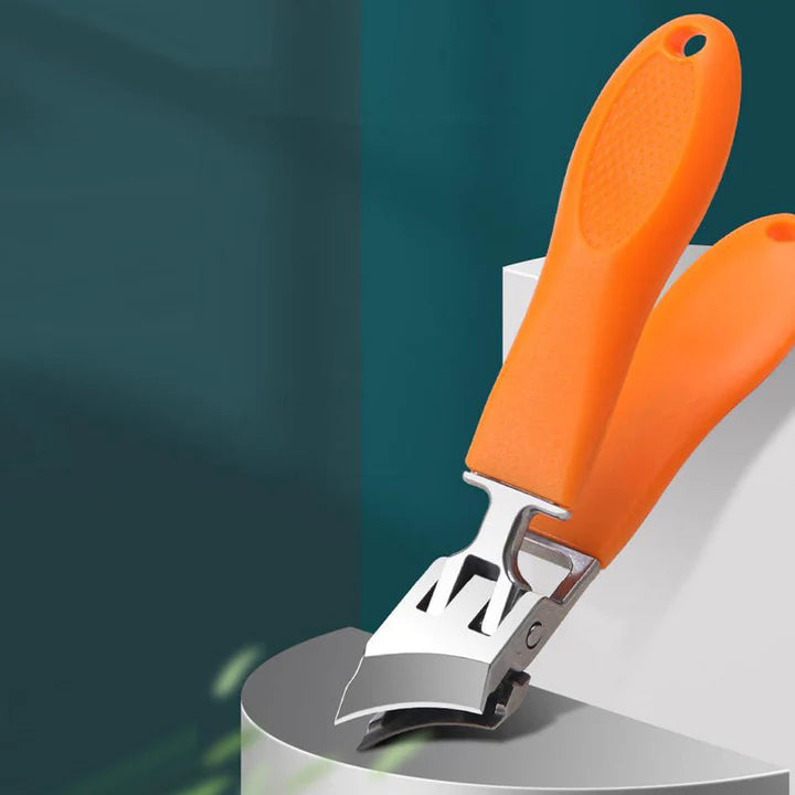 Extra großer Nagelknipser aus Edelstahl für dicke und harte Fußnägel und Fingernägel – breite Schneidöffnung, rutschfester Griff, Orange oder Schwarz
