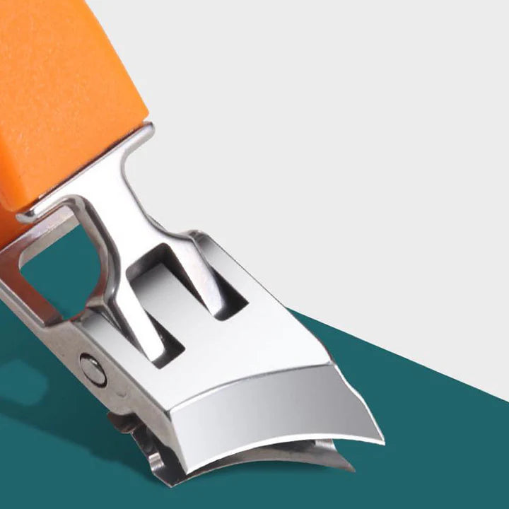 Extra großer Nagelknipser aus Edelstahl für dicke und harte Fußnägel und Fingernägel – breite Schneidöffnung, rutschfester Griff, Orange oder Schwarz