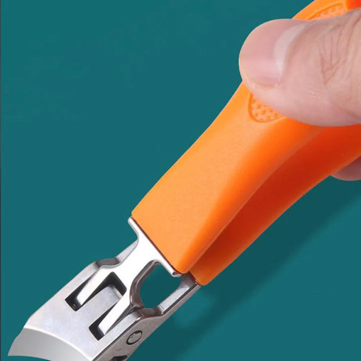 Extra großer Nagelknipser aus Edelstahl für dicke und harte Fußnägel und Fingernägel – breite Schneidöffnung, rutschfester Griff, Orange oder Schwarz