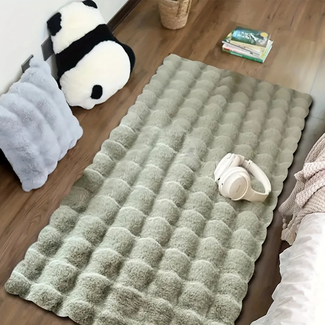 Teppich aus Kaninchenfell-Imitat mit Wildlederrückseite für Wohnzimmer und Schlafzimmer – 60 × 90 bis 60 × 180 cm, maschinenwaschbar, 4 Farben