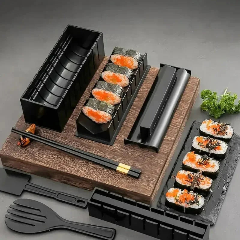 Sushi-Formenset mit runder, herzförmiger und eckiger Form für Sushi, Reisbällchen und Snacks – mit Pressdeckel und Schneidhilfe, spülmaschinenfest