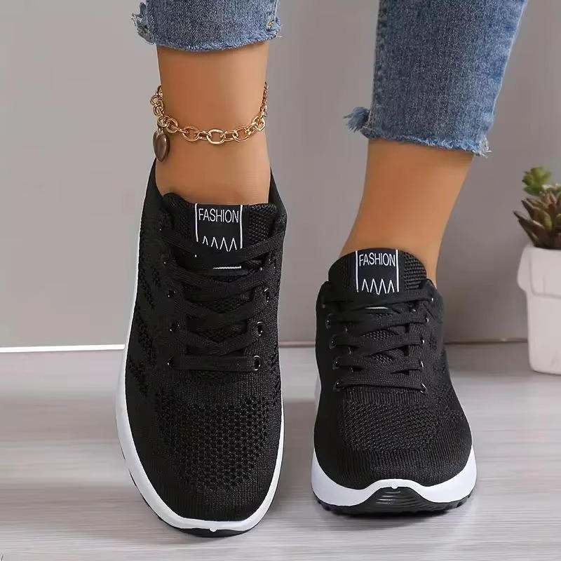 Damen-Sneaker aus Mesh mit Luftpolstersohle und breiter Zehenbox für Alltag und Beruf – atmungsaktiv, leicht, Schnürung, 4 Farben, 7 Größen