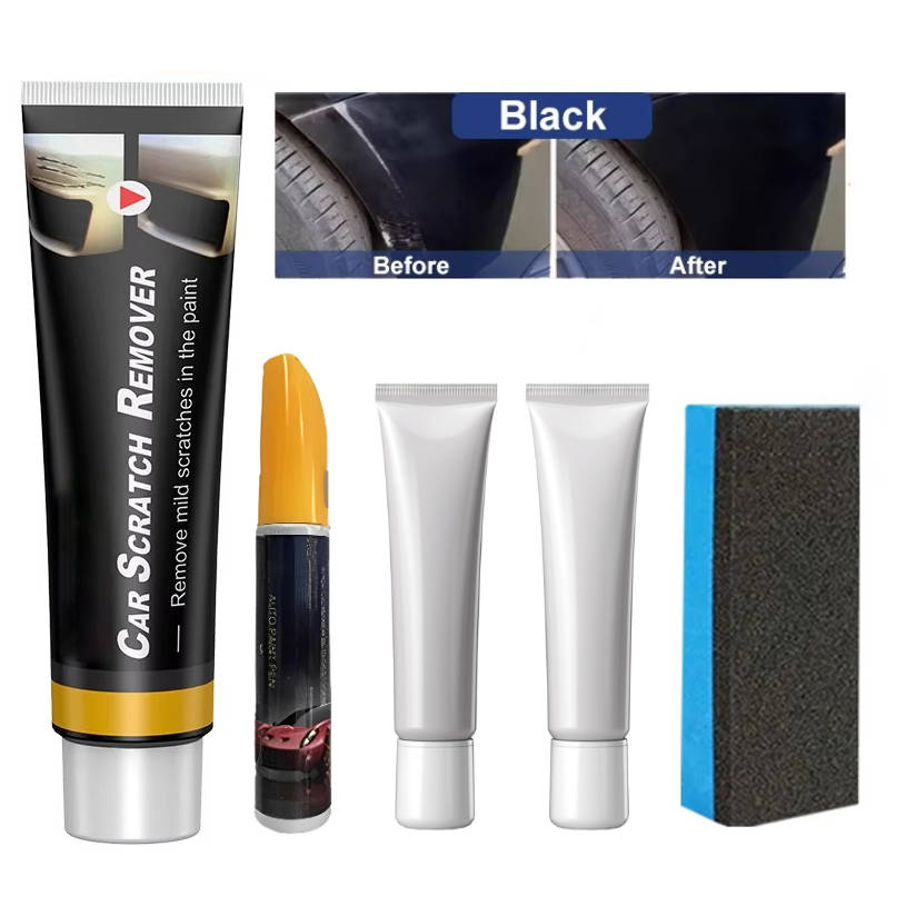 Kratzer-Reparaturset fürs Auto mit Polierpaste, Lackstift und Schwamm für Lackkratzer und Swirls – Wachsanteil, per Hand oder Maschine, 7 Farben