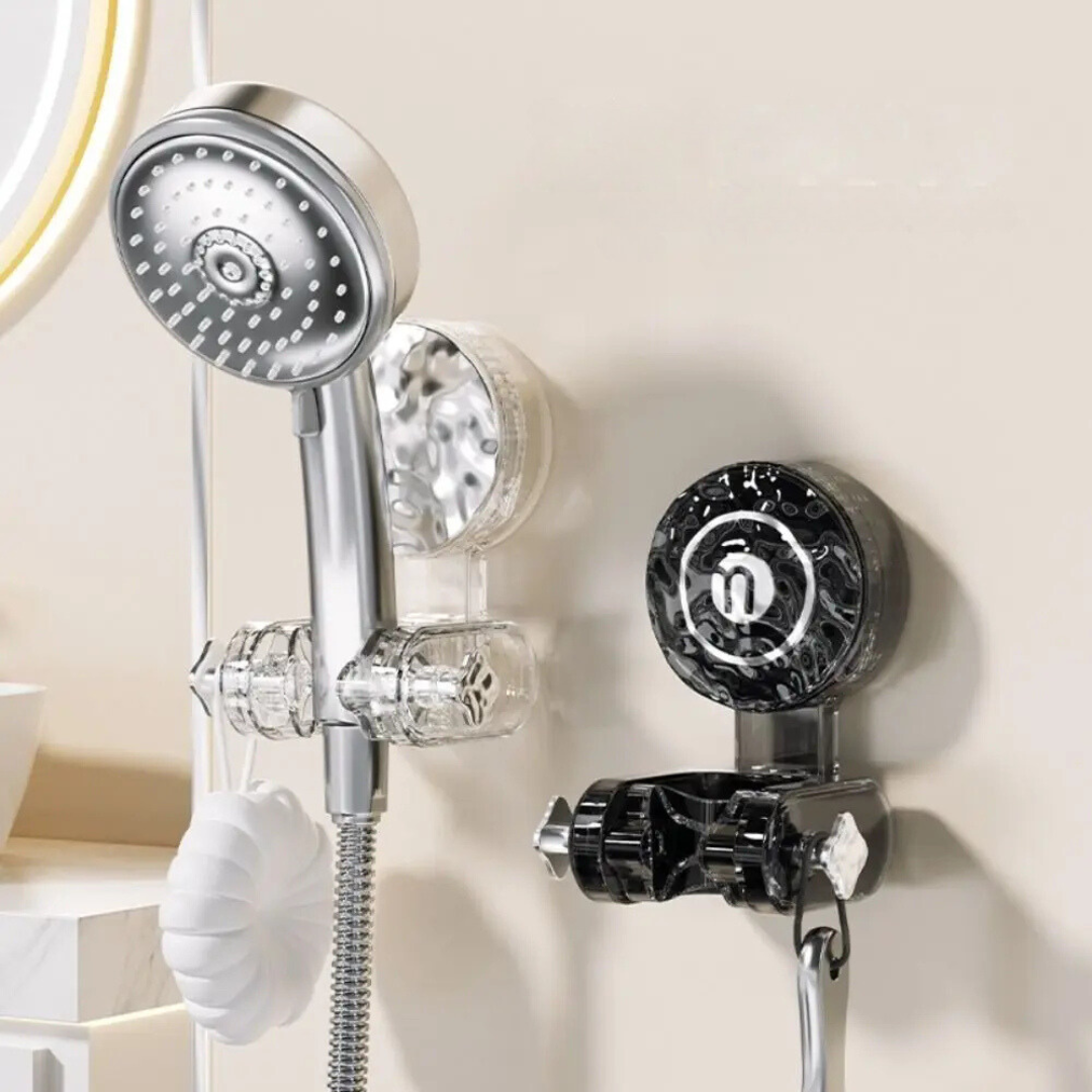 Versetzbare Duschkopfhalterung mit Saugnapf und Haken für Badewanne und Dusche – ohne Bohren, Höhe und Winkel verstellbar, ABS, Silber oder Schwarz