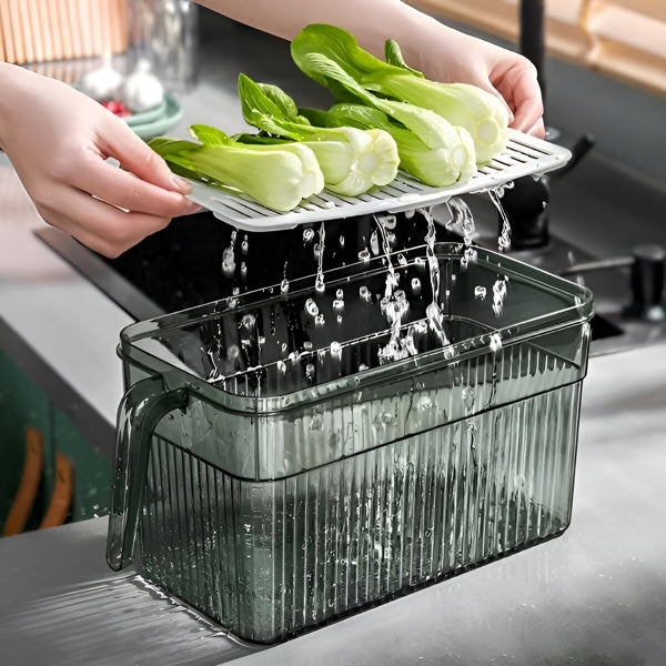 Transparente Kühlschrank-Box mit Belüftungsdeckel für Obst, Gemüse und Snacks – stapelbar, spülmaschinenfest, für Ordnung im Kühlschrank