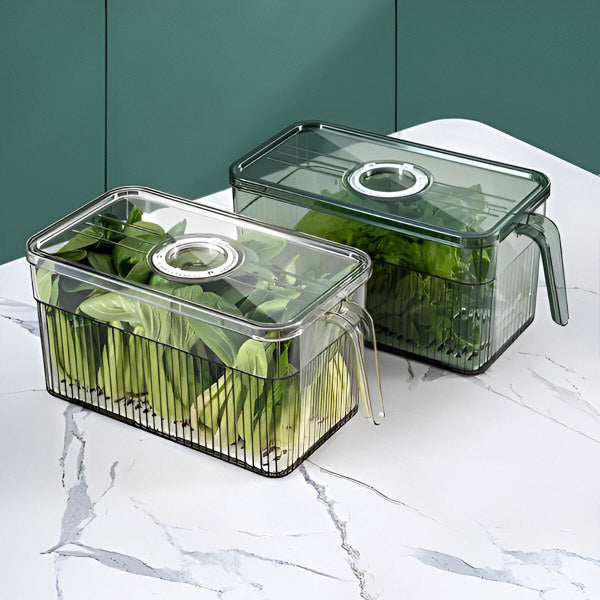 Transparente Kühlschrank-Box mit Belüftungsdeckel für Obst, Gemüse und Snacks – stapelbar, spülmaschinenfest, für Ordnung im Kühlschrank