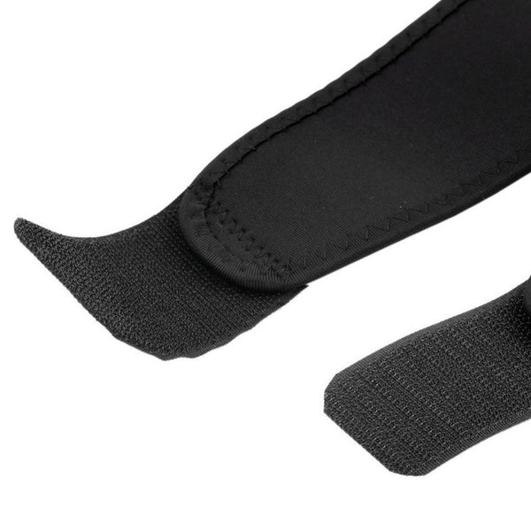 Kniebandage zum Umlegen mit Patellaöffnung und Klettverschlüssen für Sport, Wandern und Gartenarbeit – verstellbar, mit Stützeinsatz, Schwarz