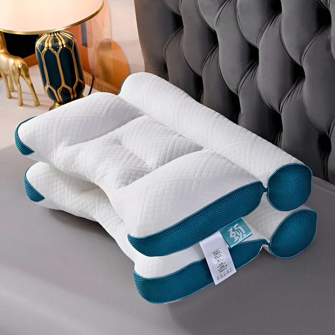 Ergonomisches Nackenkissen aus Memory-Schaum für Rücken-, Seiten- und Bauchschläfer – ca. 50 × 30 × 10 cm, mittelfest, waschbarer Bezug, 2 Farben
