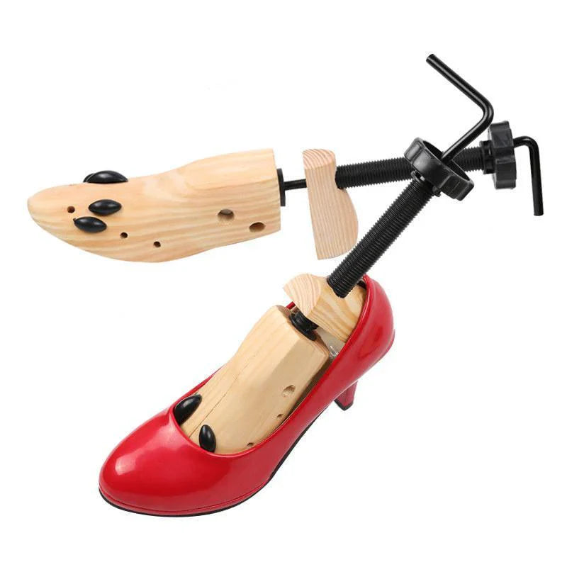 Verstellbarer Schuhweiter aus Massivholz für Damen- und Herrenschuhe – Drehkurbel, spreizbares Vorderteil, Druckpunkt-Einsätze, Länge verstellbar