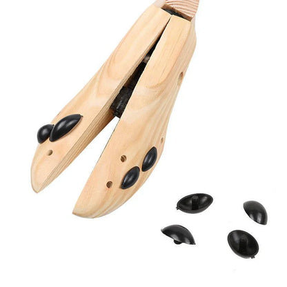 Verstellbarer Schuhweiter aus Massivholz für Damen- und Herrenschuhe – Drehkurbel, spreizbares Vorderteil, Druckpunkt-Einsätze, Länge verstellbar
