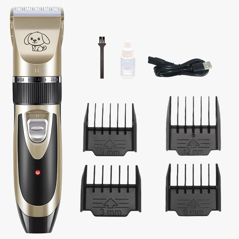 Leise Akku-Schermaschine für Hunde und Katzen zum Trimmen an Pfoten, Gesicht und Ohren – unter 50 dB, Edelstahlklinge, 4 Aufsteckkämme, USB