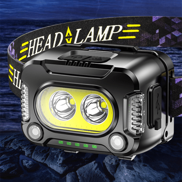 Akku-Stirnlampe mit bis zu 1000 Lumen für Wandern, Camping und Heimwerken – IP65, USB-C, 7–16 Std. Laufzeit, neigbar, mehrere Lichtmodi