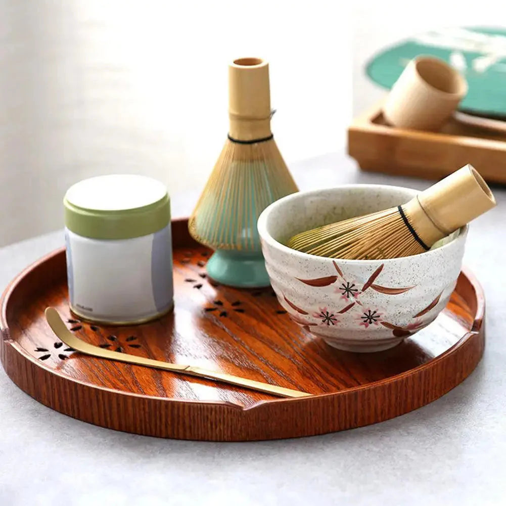 Traditionelles Matcha-Set mit Bambusbesen, Bambuslöffel und Keramikschale für die Teezubereitung zu Hause – 3-teilig, handgefertigter Besen
