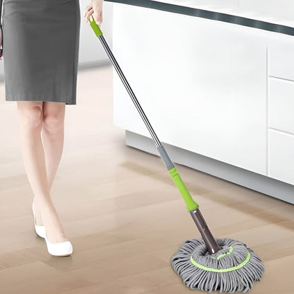 Selbstauswringender Drehmopp mit 360° beweglichem Mikrofaserkopf für Fliesen, Holz, Laminat und Vinyl – nass und trocken, waschbarer Moppkopf