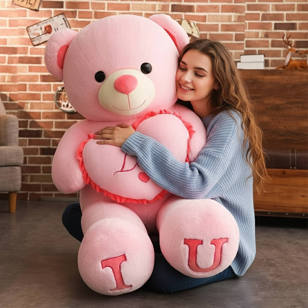 Riesen-Teddybär aus weichem Plüsch mit PP-Baumwollfüllung für Kinderzimmer und Geschenk – 80 oder 100 cm, waschbar, in 4 Farben
