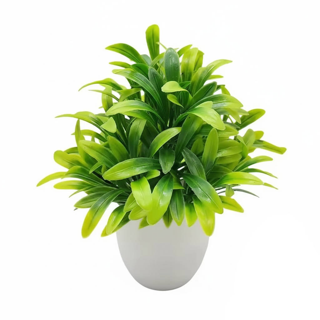 Kunstpflanze im Topf als pflegeleichte Deko für Wohnzimmer, Flur und Büro – ca. 16 cm hoch, Frühlingsgras, Ardisie, Plüschblume oder Kiefer