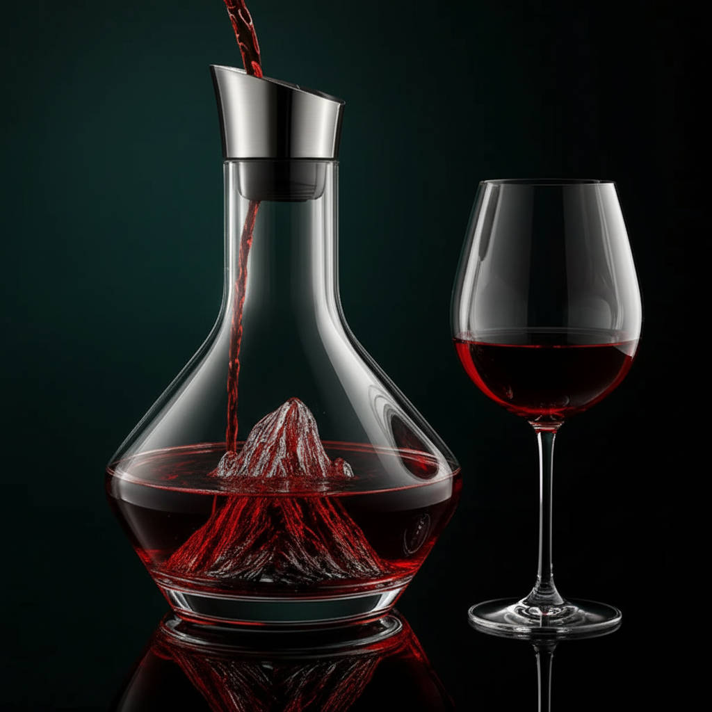 Weindekanter aus Kristallglas mit Belüfter für Rotwein, Dinner und Gäste – elegante Karaffe, in Transparent oder mit Gold