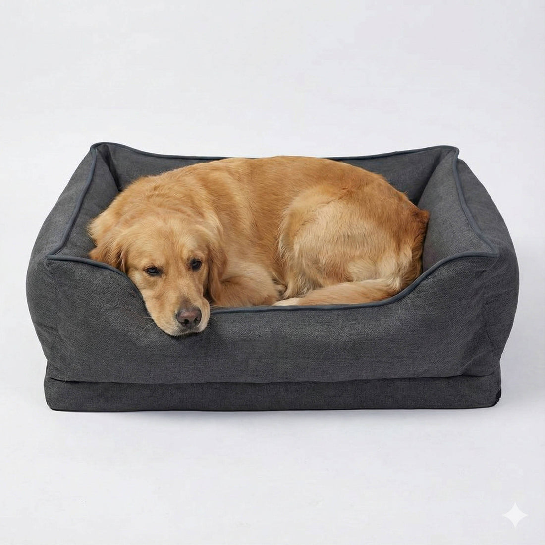 Rechteckiges Hundebett mit Randpolster für Wohnung, Reisen und Rücksitz – rutschfest, 55 × 45 × 15 bis 85 × 65 × 20 cm, in 4 Farben