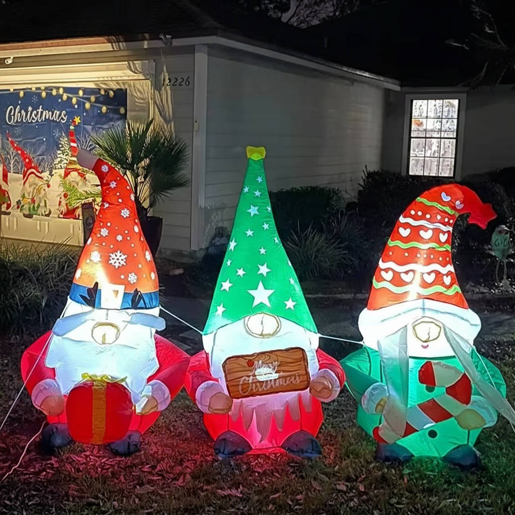 Aufblasbare Weihnachtsfigur für Garten, Fenster und Hauswand – Weihnachtsmann, Lebkuchenmann und mehr, 13 Motive, 0,9 bis 2,4 m hoch