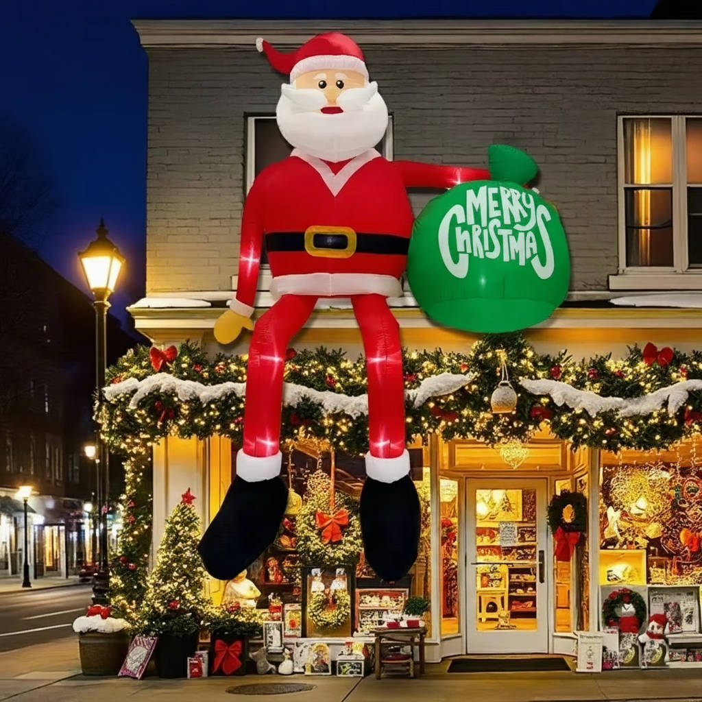 Aufblasbare Weihnachtsfigur für Garten, Fenster und Hauswand – Weihnachtsmann, Lebkuchenmann und mehr, 13 Motive, 0,9 bis 2,4 m hoch