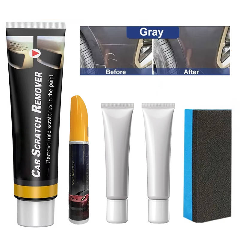 Kratzer-Reparaturset fürs Auto mit Polierpaste, Lackstift und Schwamm für Lackkratzer und Swirls – Wachsanteil, per Hand oder Maschine, 7 Farben
