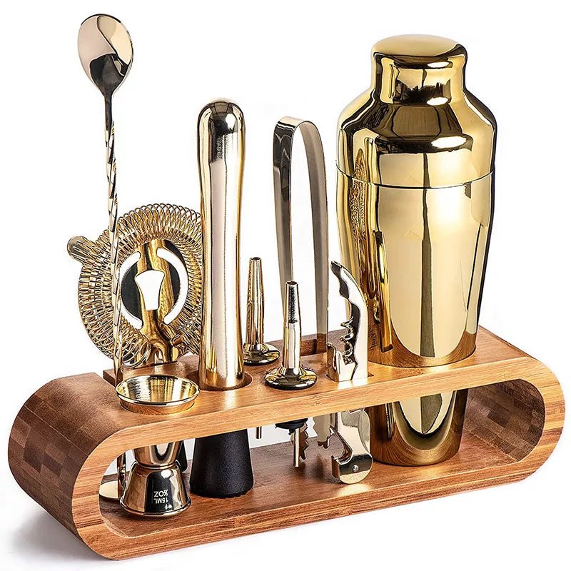 Cocktail-Set 10-teilig für die Hausbar mit abgestimmten Barwerkzeugen – elegante Barausstattung in Gold oder Silber