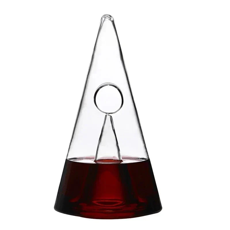 Wasserfall-Dekanter aus Glas in Kegelform mit innerem Kegel für Hausbar, Esstisch und Sideboard – Glasring, klare Optik, für Rotwein, Wasser und Sirup