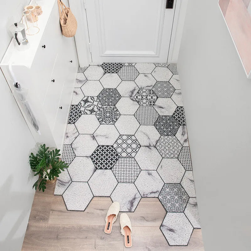 Zuschneidbare Schlingenmatte aus PVC mit geometrischem Muster für Eingang und Flur – 16 Größen ab 60 × 90 cm, wasserdicht, rutschfest, 13 Motive