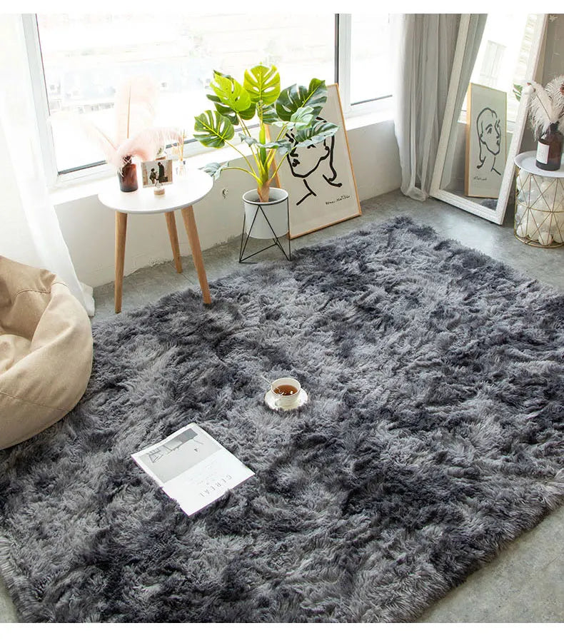 Flauschiger Plüschteppich in Uni- und Batikfarben für Wohnzimmer und Schlafzimmer – 40 × 60 bis 160 × 230 cm, 3,5 cm Flor, rechteckig, 12 Farben
