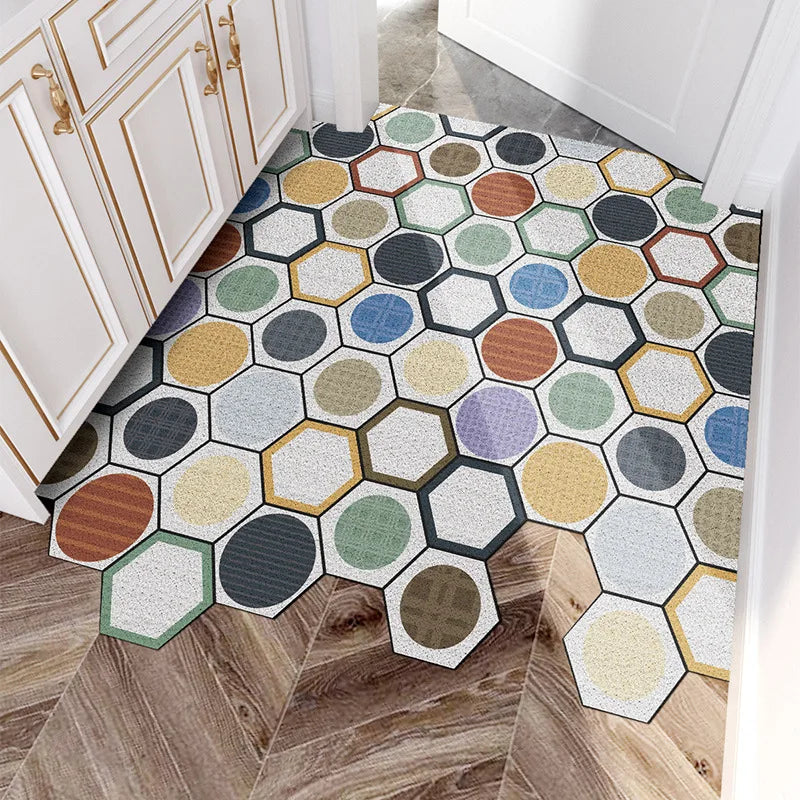 Zuschneidbare Schlingenmatte aus PVC mit geometrischem Muster für Eingang und Flur – 16 Größen ab 60 × 90 cm, wasserdicht, rutschfest, 13 Motive