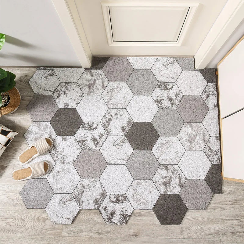 Zuschneidbare Schlingenmatte aus PVC mit geometrischem Muster für Eingang und Flur – 16 Größen ab 60 × 90 cm, wasserdicht, rutschfest, 13 Motive