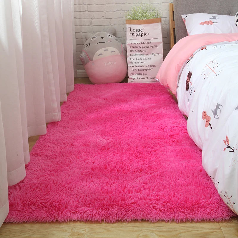 Flauschiger Shaggy-Teppich für Kinderzimmer, Schlafzimmer und Wohnzimmer – 50 × 80 bis 160 × 230 cm, ca. 3 cm Flor, uni und Batik, 14 Farben