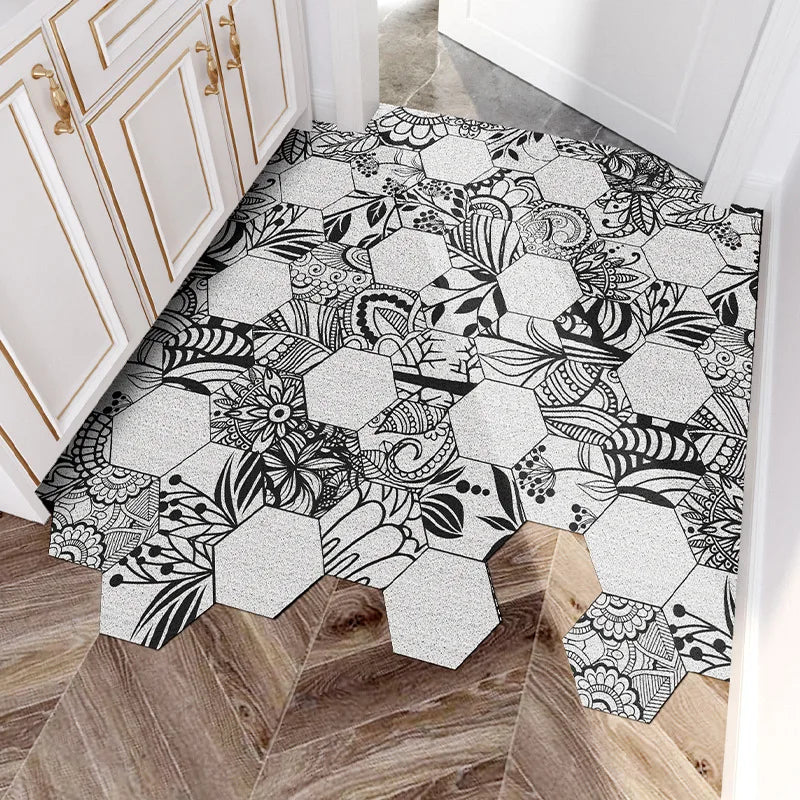 Zuschneidbare Schlingenmatte aus PVC mit geometrischem Muster für Eingang und Flur – 16 Größen ab 60 × 90 cm, wasserdicht, rutschfest, 13 Motive