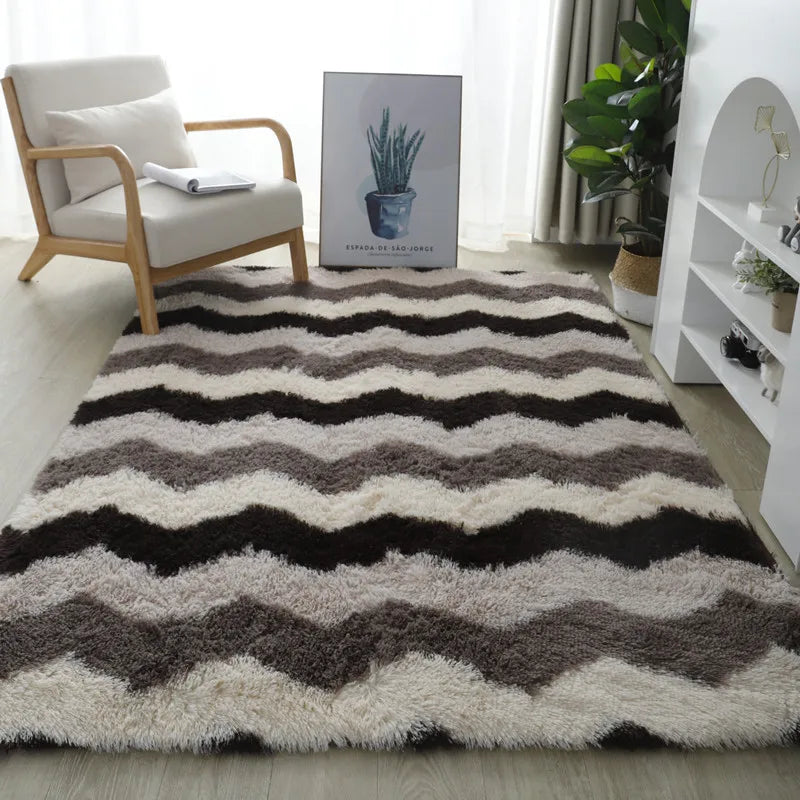 Shaggy-Teppich uni oder mit Zickzackmuster für Wohnzimmer, Schlafzimmer und Kinderzimmer – 40 × 60 bis 160 × 230 cm, ca. 4 cm Flor, 18 Farben