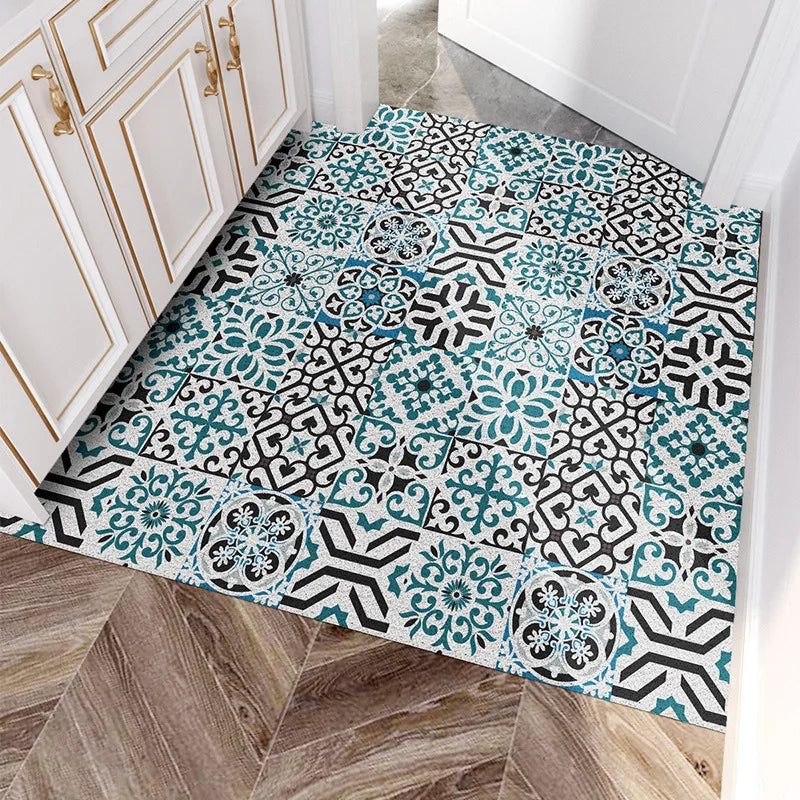 Zuschneidbare Schlingenmatte aus PVC mit geometrischem Muster für Eingang und Flur – 16 Größen ab 60 × 90 cm, wasserdicht, rutschfest, 13 Motive