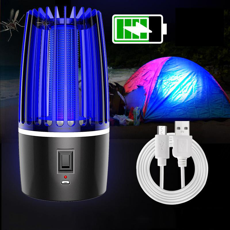 Akku-Mückenfalle mit UV-LED-Licht und Ansaugung, auch als Campinglampe, für Schlafzimmer, Garten und Camping – 4000 mAh, USB, 20–50 m², leise