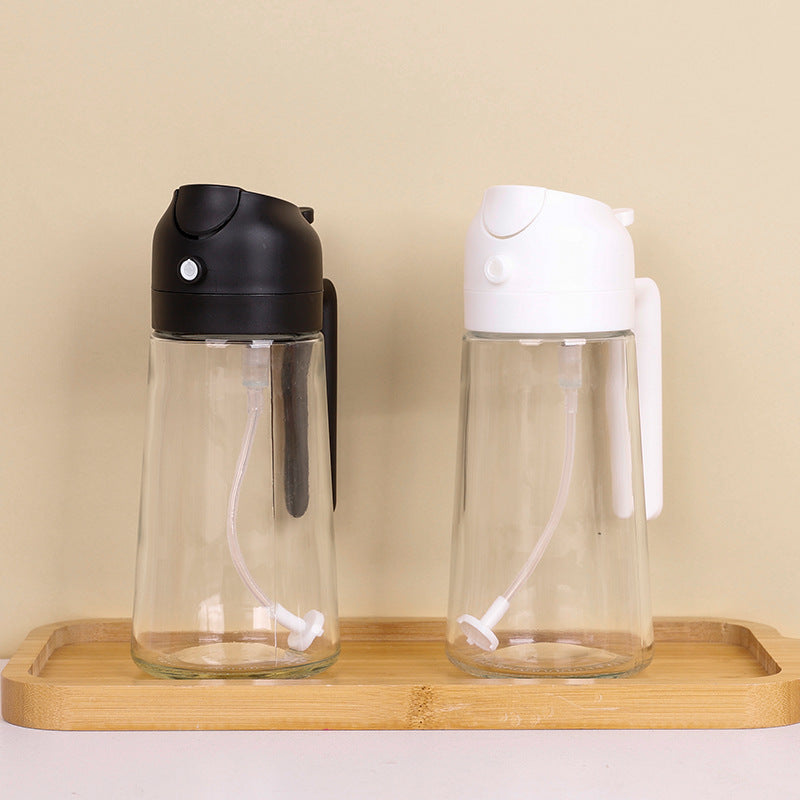 Ölsprühflasche 2-in-1 zum Sprühen und Ausgießen für Braten, Backen, Grillen und Salate – ca. 200 ml, Edelstahl-Sprühkopf, BPA-frei, Schwarz oder Weiß