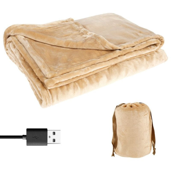 USB-Heizdecke aus weichem Plüsch für Sofa, Bett und Homeoffice – Stromversorgung über USB-Stecker, mit Aufbewahrungsbeutel, Gelb, Rosa oder Schwarz