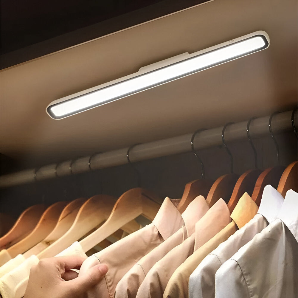 Magnetische LED-Lichtleiste aus ABS mit Akku für Schrank, Küche und Werkstatt – 32 cm, dimmbar, USB-C, 3 Lichtfarben, Magnet oder Klebeband