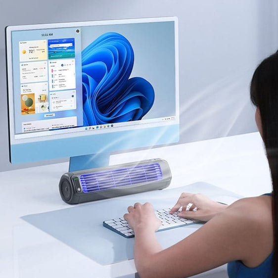 Tragbarer Akku-Luftkühler in Turmform mit Wassertank für Schreibtisch, Schlafzimmer und Büro – stehend oder liegend, 3 Stufen, 36 dB, bis 8 Stunden