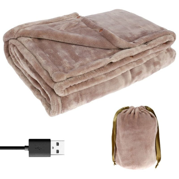 USB-Heizdecke aus weichem Plüsch für Sofa, Bett und Homeoffice – Stromversorgung über USB-Stecker, mit Aufbewahrungsbeutel, Gelb, Rosa oder Schwarz
