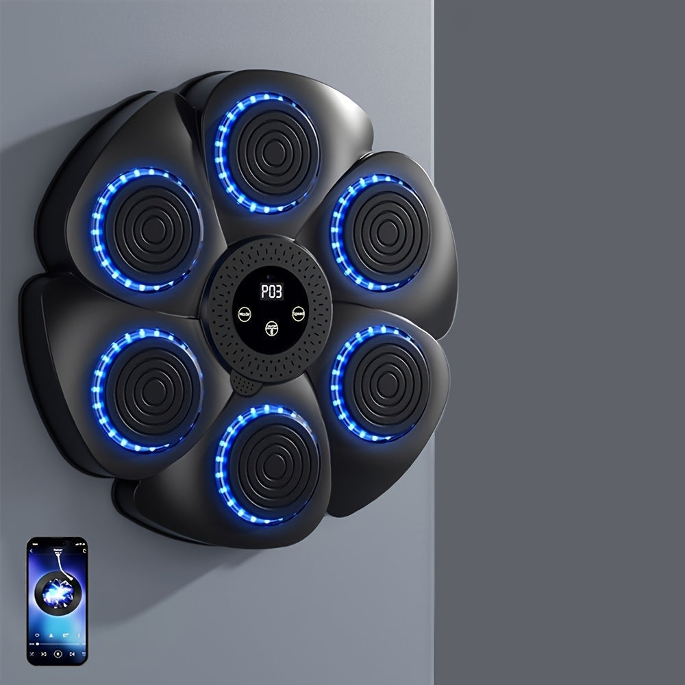 Musik-Boxautomat zur Wandmontage für Boxtraining zu Hause und im Studio – kabellos, USB-C-Akku, LED- und Soundsignale, PU-Leder